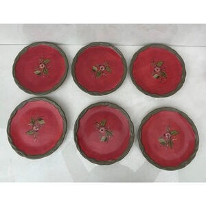 Set 6 Tracy Porter Octavia Hill Collection Floral Country Rustic Lunch Plates 8"